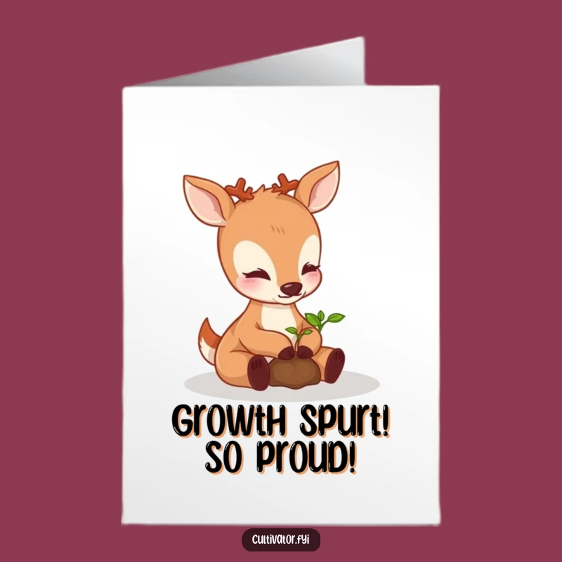 Free Printable Congrats Card: Deer Nurturing Growth - Downloadable Achievement Greeting