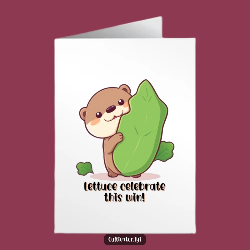 Free Printable Congrats Card: Otter Behind Veggie Surprise Downloadable Gift