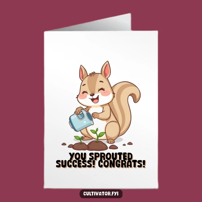 Free Printable Congrats Card: Squirrel's Growing Success, DIY Downloadable Greeting for New Beginnings