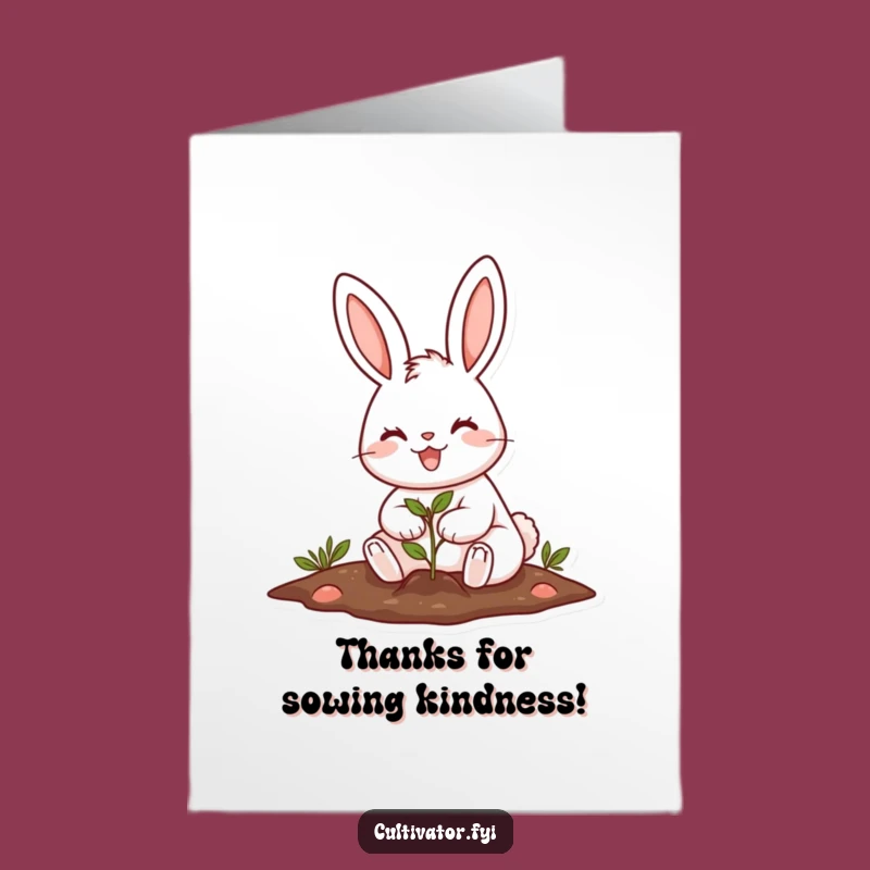 Free Printable Funny Thank You Card: Rabbit Planting - Amusing Downloadable Gift