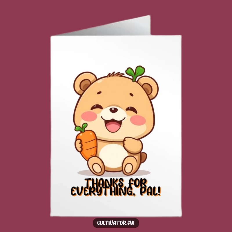 Free Printable Thank You Card: Bear Carrot Gratitude Downloadable Gift