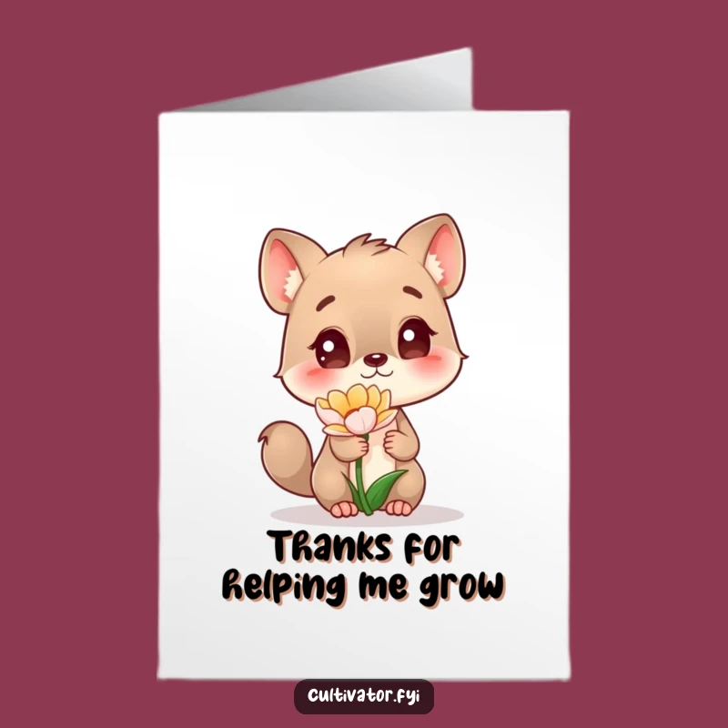 Free Printable Thank You Card: Curious Animal's Flower Fascination Funny Downloadable Gift