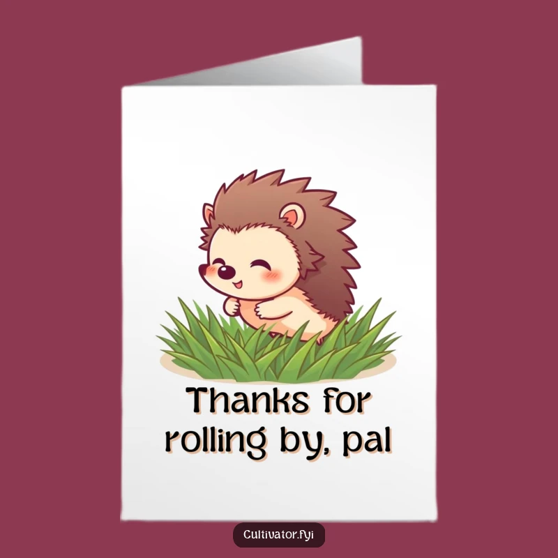 Free Printable Thank You Card: Giggling Hedgehog Rolling, A Funny Downloadable Gift of Thanks