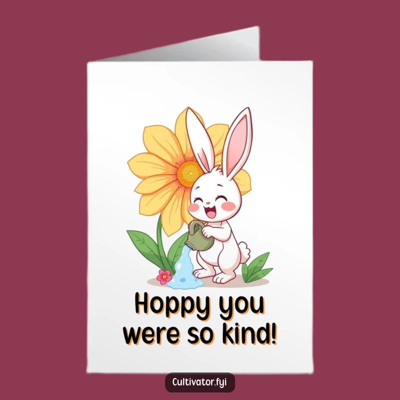 Thank You Card: Bunny Watering Flower - Free Printable, Downloadable Joy