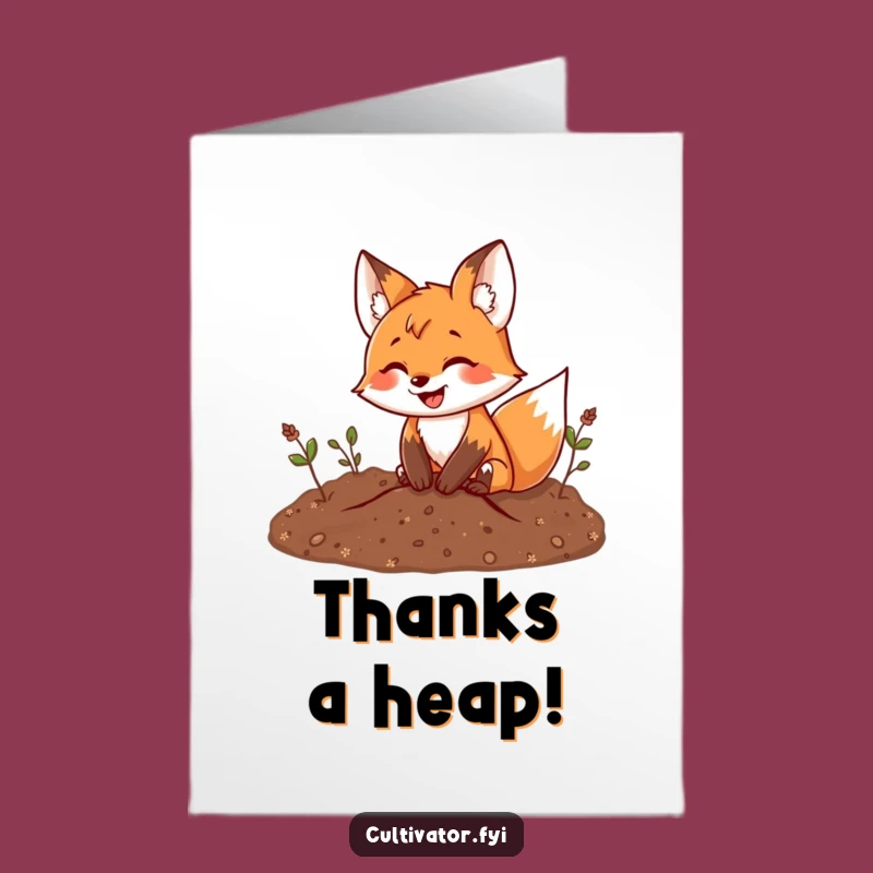 Free Printable Thank You Card: Funny Fox Digging - Hilarious Downloadable Gift!