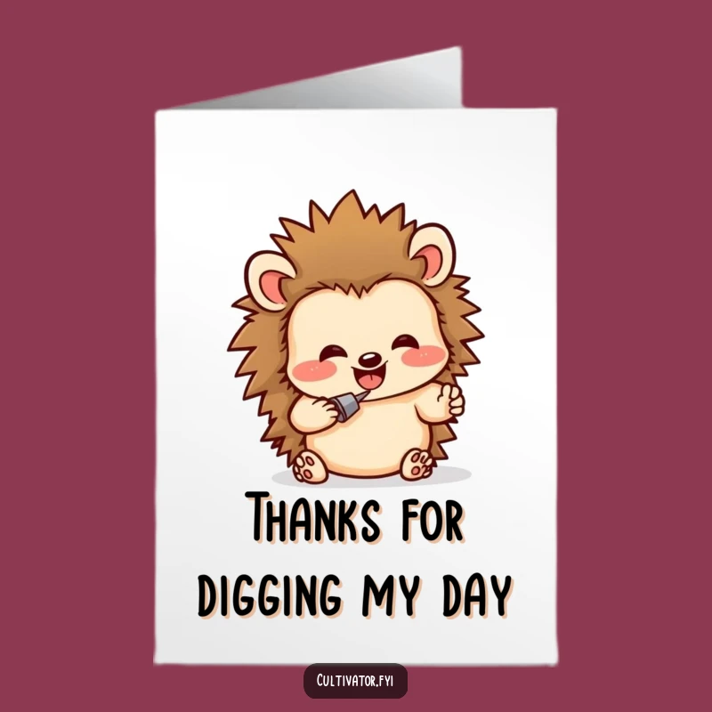 Free Printable Thank You Card: Hedgehog Digging, Heartfelt DIY Downloadable Gift