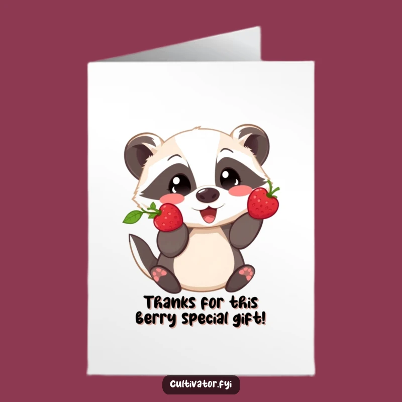 Free Printable Thank You Card: Badger's Berry Bounty, Funny Downloadable Gift!