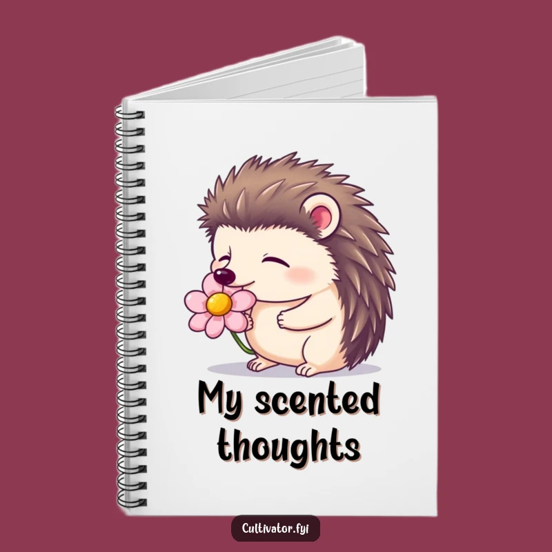 Funny Hedgehog Flower Notebook - Contented Smelling Bloom, Perfect Nature Gift