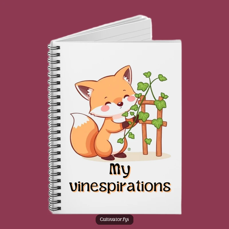 Funny Whimsical Fox Guiding Vine Notebook - Gardener's Journal for Ideas