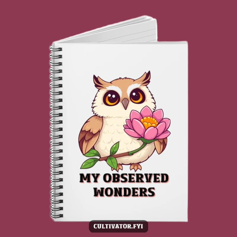Funny Joyful Owl Observing Flower Notebook - Nature Journal for Dreamers