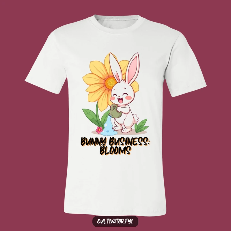 Funny Bunny Giant Flower T-Shirt - Cheerful Gardener's Gift