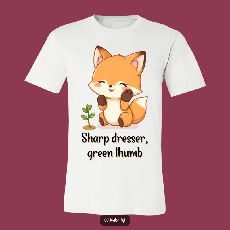 Funny Fox Gardener Tee: Gentle Sprout Tending Friend, Adorable Funny Gift!