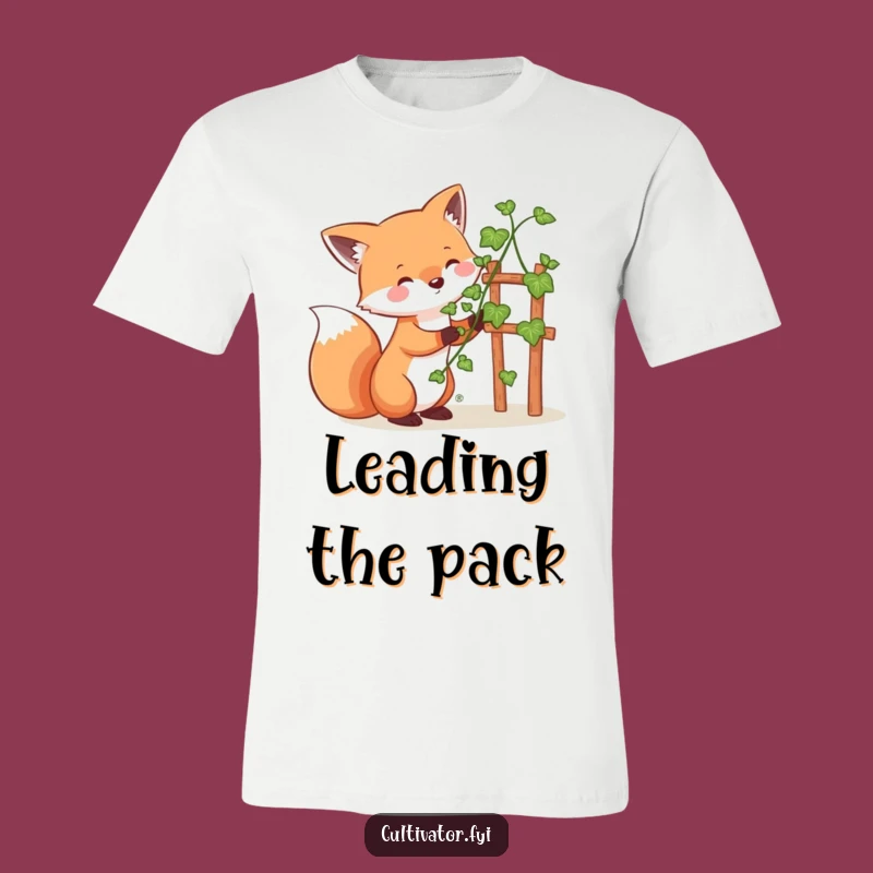 Funny Whimsical Fox Guiding Vine T-Shirt - Woodland Gardener's Apparel