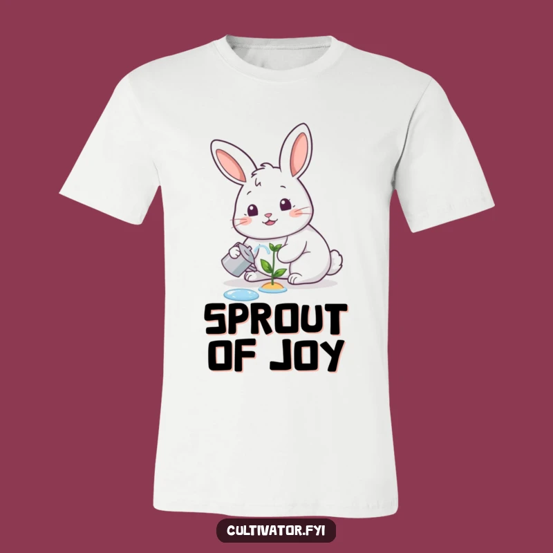 Funny Cheerful Rabbit Gardener T-Shirt: Wear Your Green Thumb Joy!