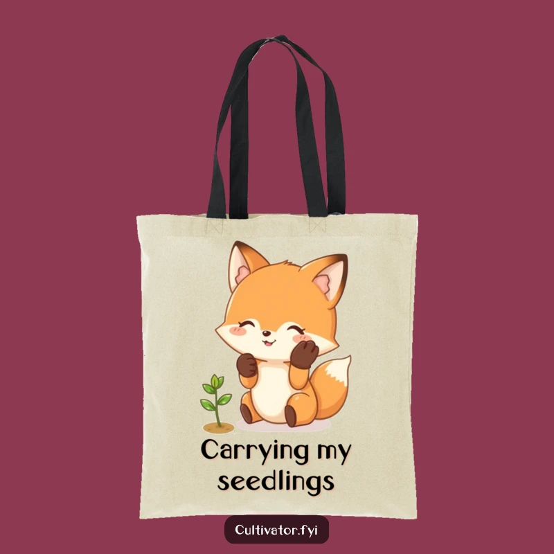 Funny Fox Garden Tote: Gentle Sprout Tending Friend Bag, Great Funny Gift!