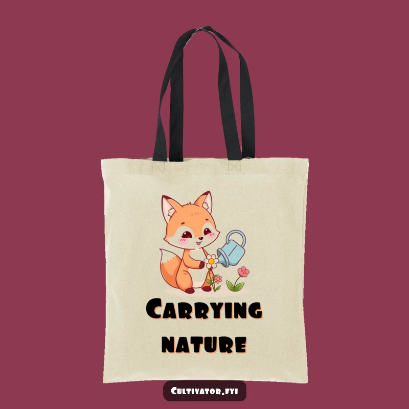 Funny Fox Watering Flower Tote Bag: Carry Your Essentials with Cute Charm