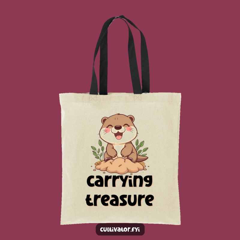Funny Otter Digging Tote Bag: Carry Fun Wherever You Go