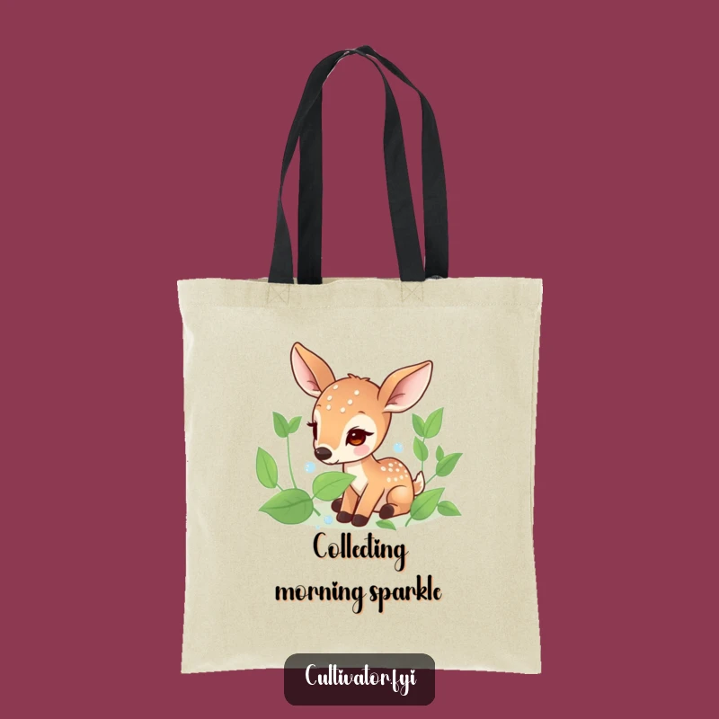 Funny Deer Dew Drop Tote Bag - Carry Nature's Elegance - Eco-Friendly Funny Gift