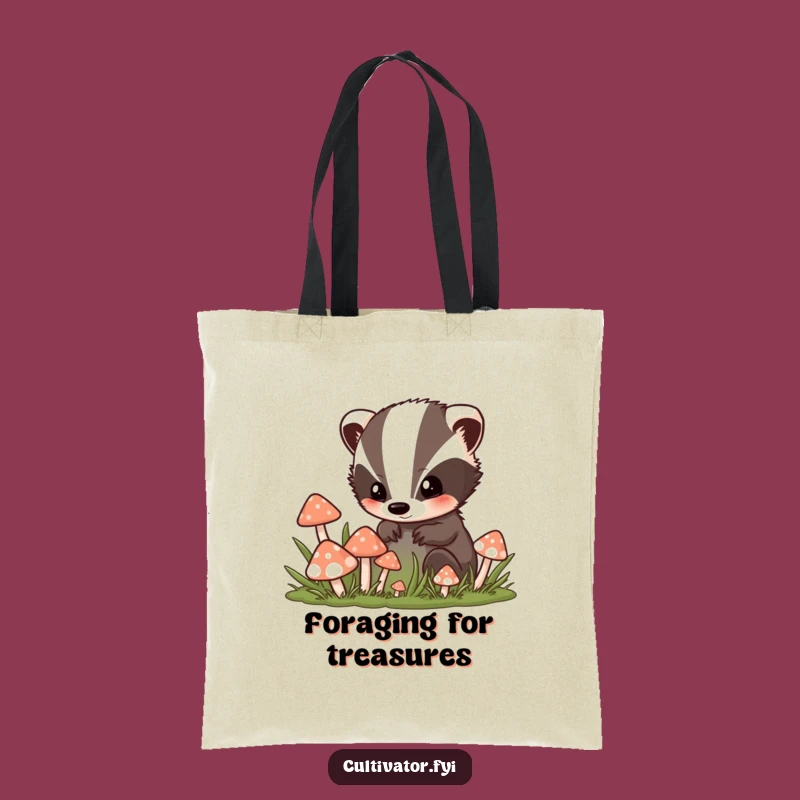 Funny Badger Mushroom Tote Bag - Carry Forest Secrets - Eco-Friendly Funny Gift
