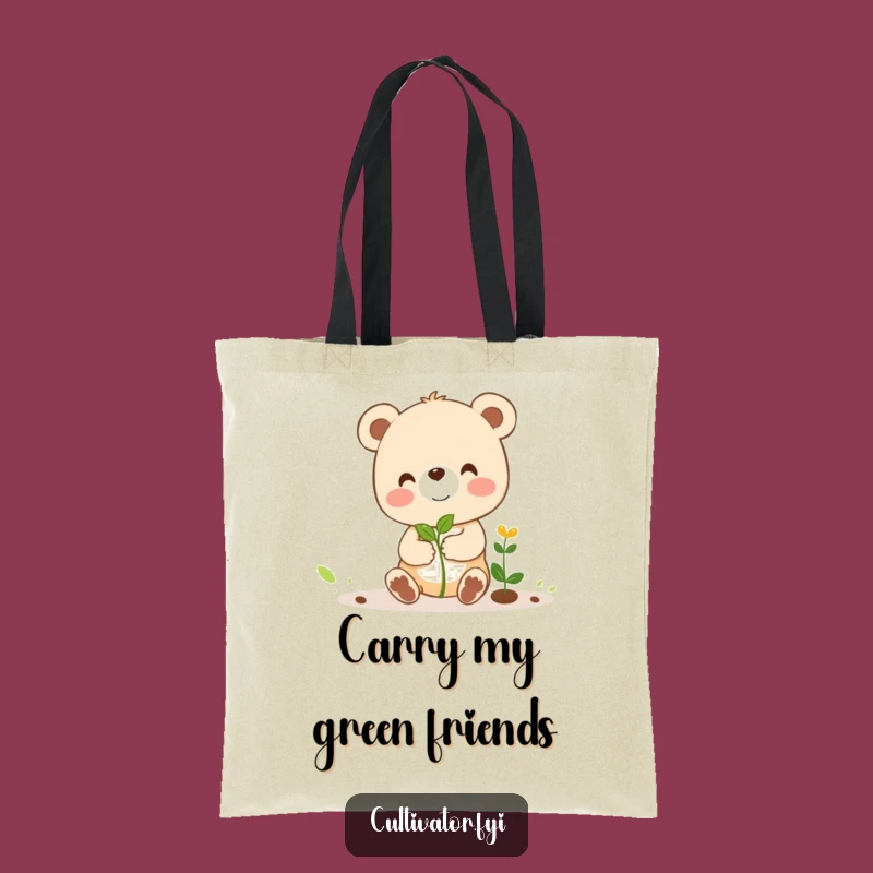 Funny Bear Cub Sprout Tote Bag: Carry Your Growth & Giggles