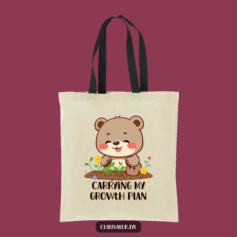 Funny Bear Tote Bag: Giggling Planter Design, Practical Funny Gift for Garden Enthusiasts