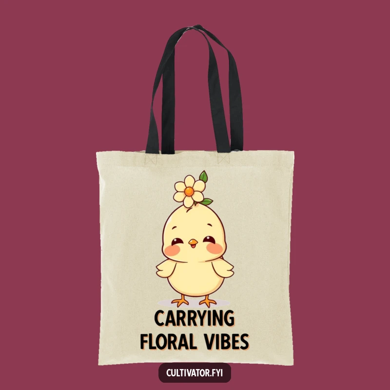 Funny Chick Tote Bag: Happy Flower Carrier, Chic Accessory, Cheerful Gift