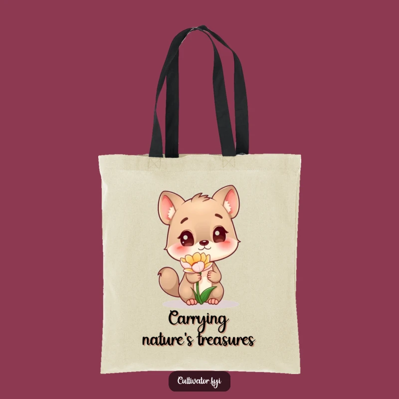 Funny Curious Animal Tote Bag: Charming Flower Fascination, Great Eco-Friendly Gift
