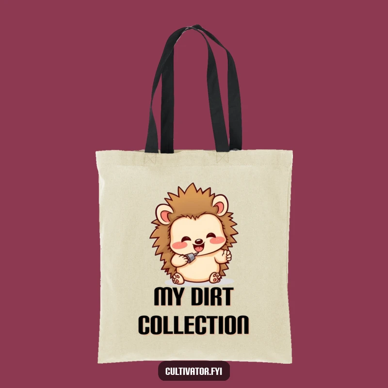Funny Hedgehog Digging Tote Bag: Carry Your Laughs & Garden Tools