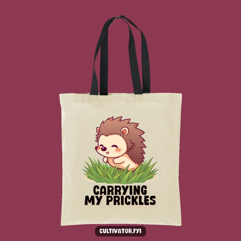 Funny Hedgehog Roll Tote: Giggling Joyful Friend Bag, Great Funny Gift!