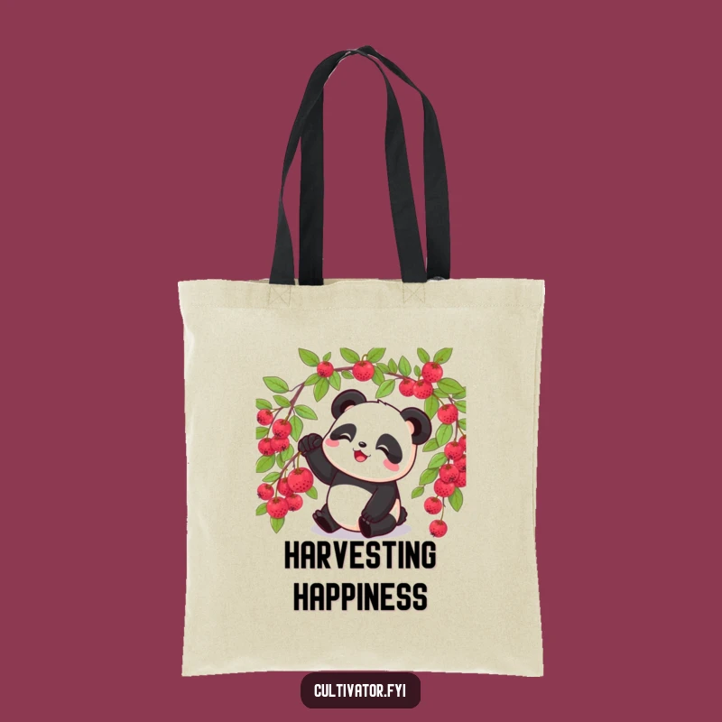 Funny Panda Berry Picking Tote Bag - Carry Your Sweet Finds!